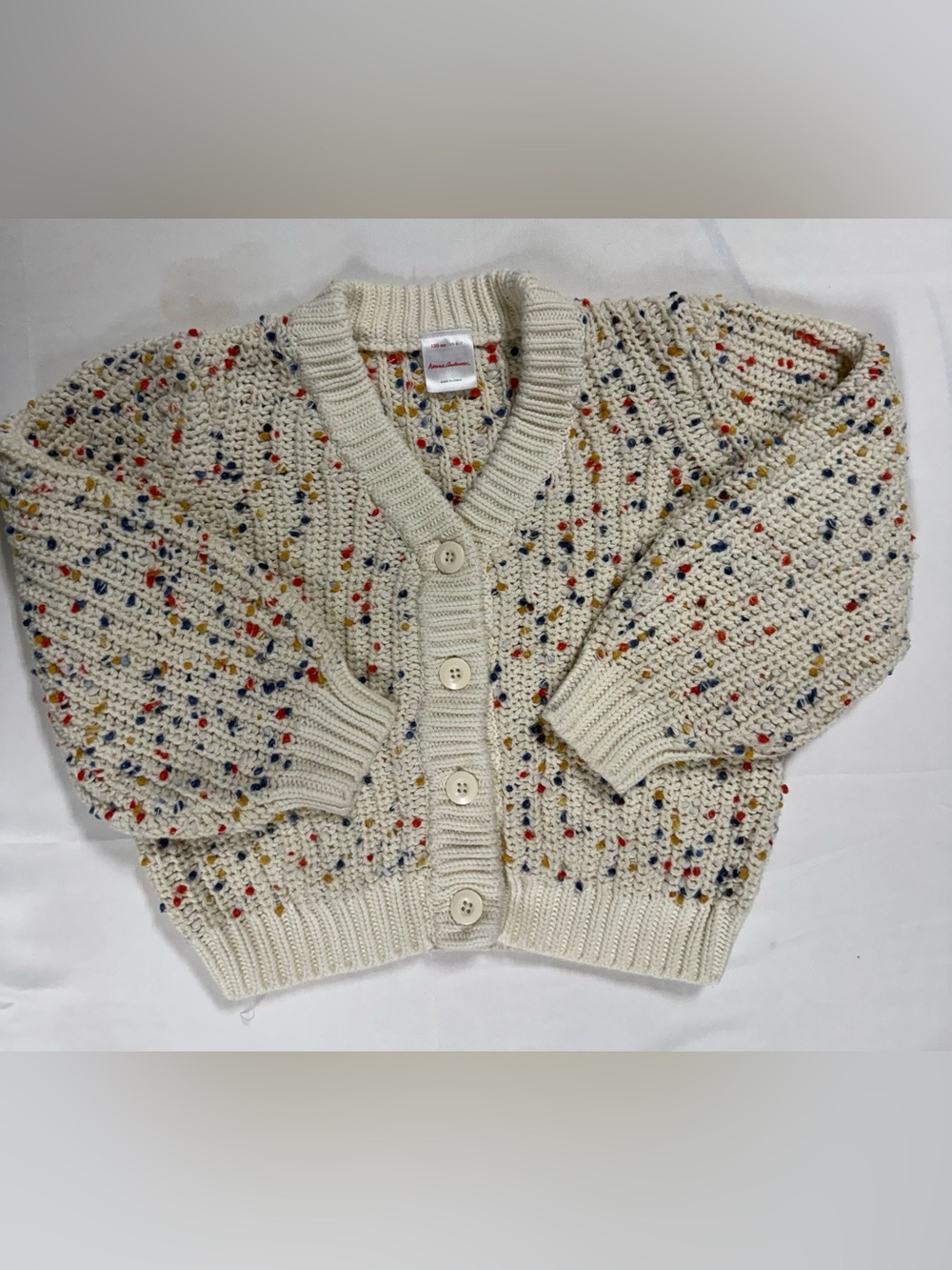 Hanna Andersson Girls Confetti Knit Cardigan Sweater 120 6-7
